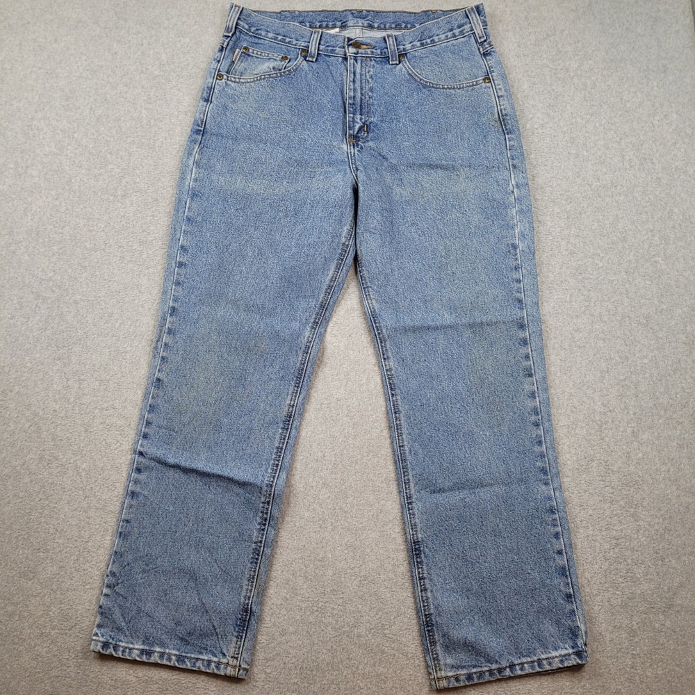 Carhartt Traditional Fit Jeans Mens 34x30 Blue Denim B180 STW Straight Leg
